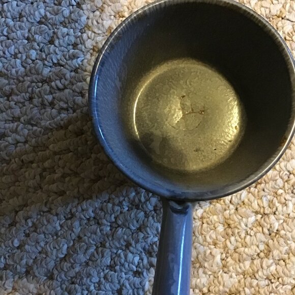 Antique Granite Ladle - Kitchen Primitive - Vintage Farm Primitive - Gray - Picture 5 of 5